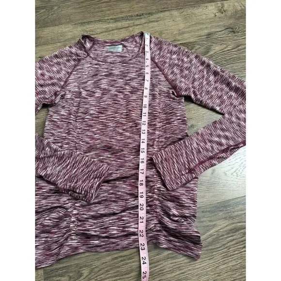 EUC Womens Athleta Magenta Spacedye Ruched Long Sleeve Shirt athletic Size S - Picture 6 of 9